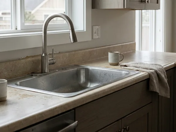 Example: worn laminate counter before replacement