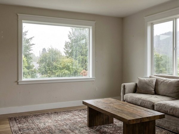 Example: blank living room wall before built-ins